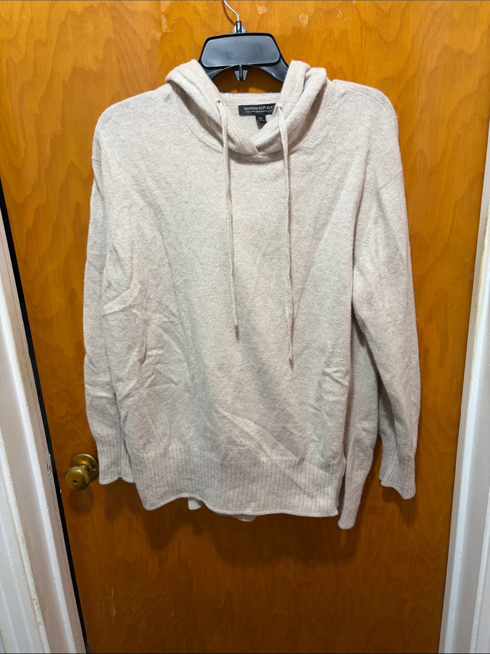Banana Republic Cream Italian Merino Blend Hoodie Sweater